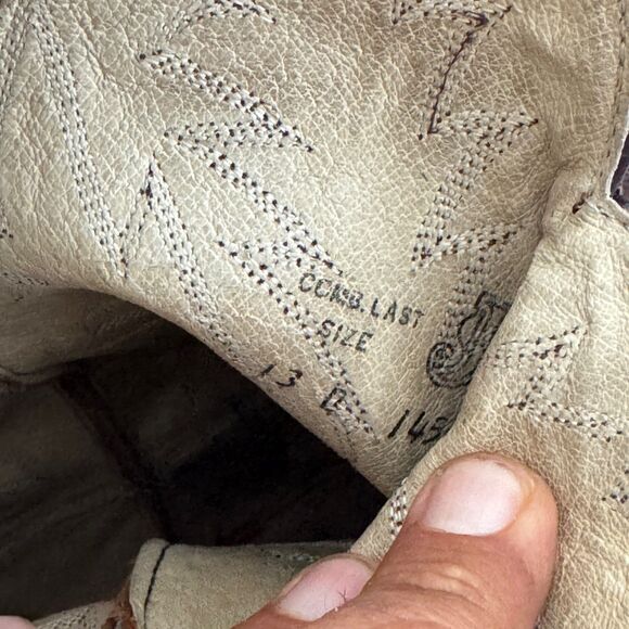 Justin Cowboy Boots Brown Leather Style 1450 Mens Size 13 D Country Western - Picture 12 of 12